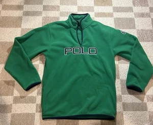 Polo Ralph Lauren Fleece Jacket Green 1/4 Zip Long Sleeve Boys Size XL - Picture 1 of 9