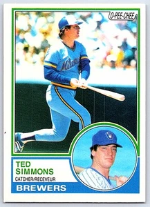 1983 O-Pee-Chee **C** Ted Simmons Milwaukee Brewers #284 - Picture 1 of 2