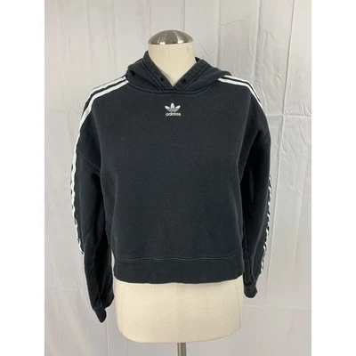 Adidas Trefoil Cropped Short Black Pullover Hoodie Hooded Sweatshirt Women's S - Image 1 of 4