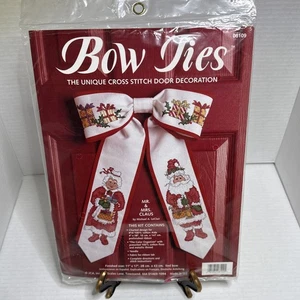 JCA Bow Ties Counted Cross Stitch Kit #08109 Mr. & Mrs. Claus Door Decor NIP - Picture 1 of 3