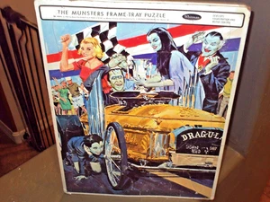 THE MUNSTERS FRAME-TRAY PUZZLE WHITMAN RARE FIND MUNSTERS DRAGULA CAR VF 1965 - Picture 1 of 16