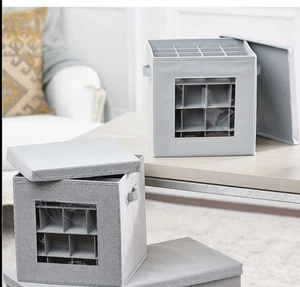 Tidy & Co Multi Purpose Collapsible Storage New 12x12x12 Store Box - Grey/Silver - Picture 1 of 4