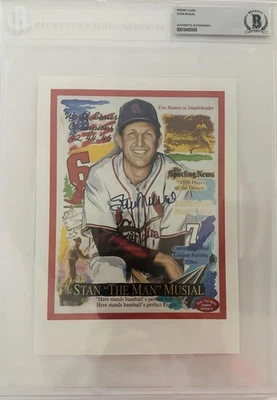 STAN MUSIAL SIGNED BAS SLABBED PROMO CARD ST LOUIS CARDINALS AUTOGRAPH J958 - Image 1 of 3