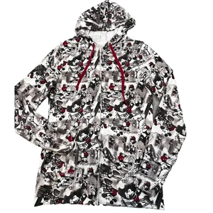 Disney Mickey Mouse Hoodie Large schwarz weiß rot Allover-Druck durchgehender Reißverschluss Erwachsene - Bild 1 von 11