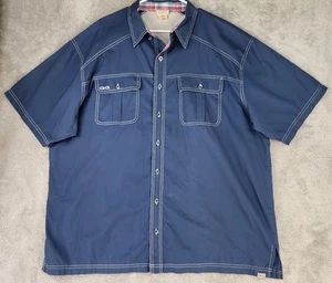GameGuard Outdoors Shirt Mens 2X Blue Button Short Sleeve Vented Fishing Camping - Picture 1 of 9