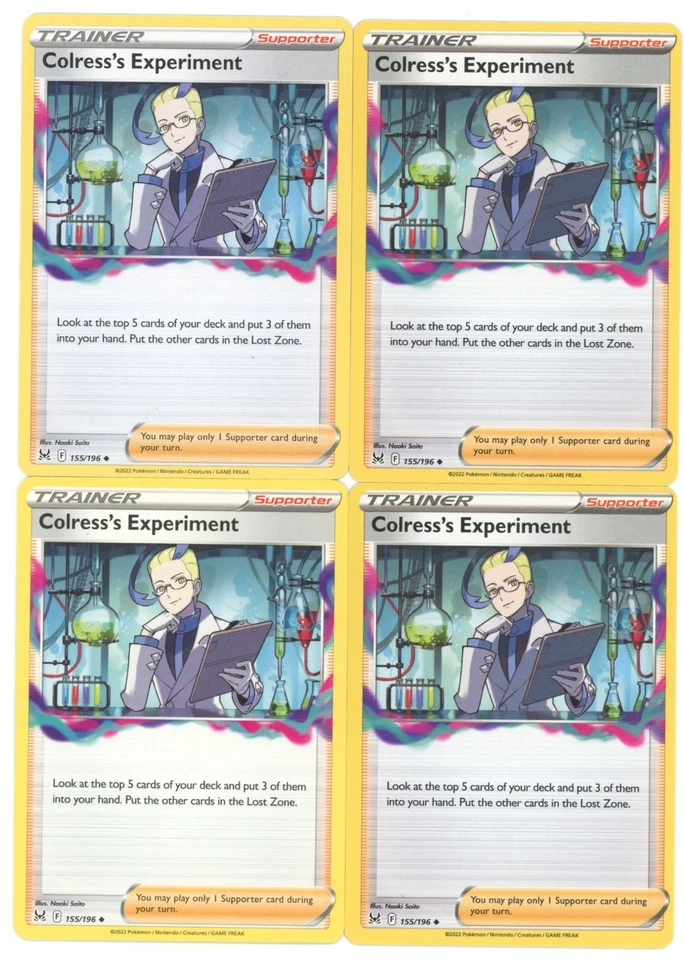 4x Pokemon TCG Colress's Experiment 155/196 Swsh11: Lost Origin Regular Playset - Image 1 of 1