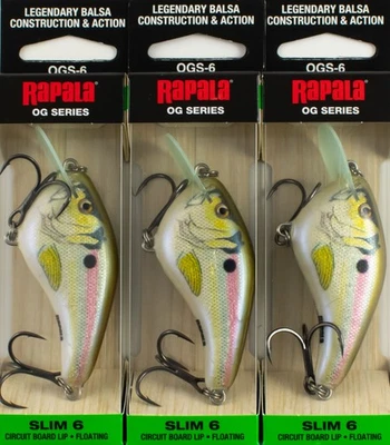 (LOT OF 3) RAPALA OG SLIM 6 1/2OZ OGS06-RSL LIVE RIVER SHAD I5301 - Image 1 of 3