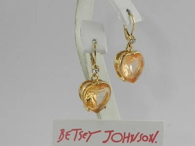 Betsey Johnson Stone Heart Drop Earrings - Image 1 of 3