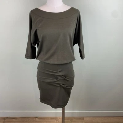 Nicole Miller Olive green Nicole Women's jersey knit Blouson Dress szP, fits 2/4 - Изображение 1 из 4
