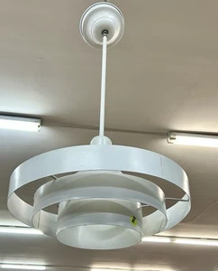 50s/60s Kurt Versen Mid Century Modern Art Deco Saturn Ring Pendant Lamps (2) - Picture 1 of 4