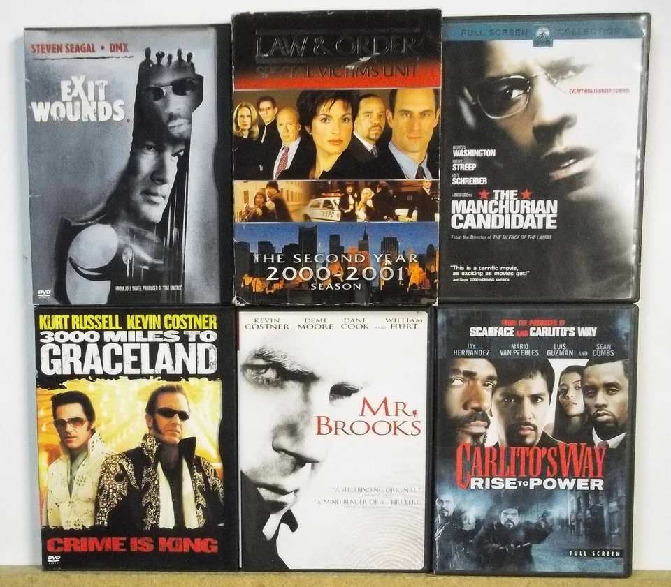 6  ACTION ADVENTURE DVD movies Lot #M667 FREE US S/H Costner Streep Denzel - Image 1 of 1