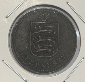 1918 Guernsey 4 Doubles Coin - Picture 1 of 3