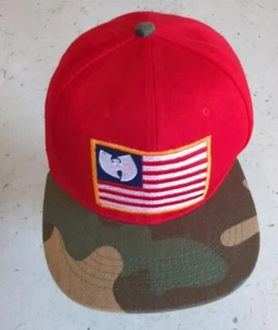 Vintage New Era Exclusive RARE Wu Tang Snapback Hat Red Camo Iron Flag - Picture 1 of 10