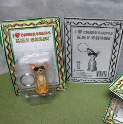 I LOVE CHIHUAHUAS Llavero Perro Nuevo Con Etiquetas Comida Rápida Humor Yo Quiero Juguete 1998 Llavero Foto 1 de 3