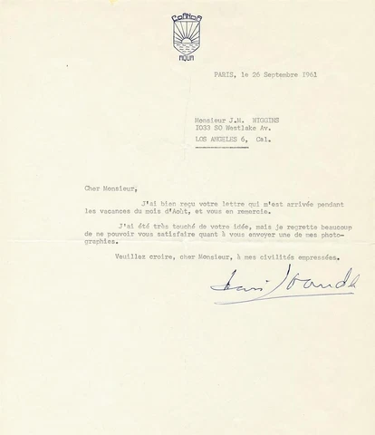 Henri Coanda (Invented the First Jet)- TLS from 1961 in French Cover