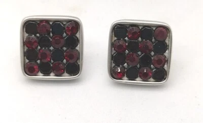 Impresionantes pendientes cuadrados de cristal de arándano negro Swarovski joyería cisne Foto 1 de 4