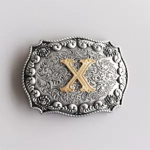 Hebilla de cinturón occidental letra inicial X vaquero vaquera - Imagen 1 de 5