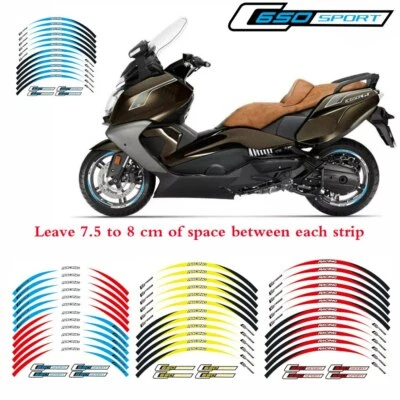 Para BMW C650 Sport C650 GT 2016-20 LLANTAS RAYAS RUEDA CALCOMANÍAS CINTA ESTÉREO PASTERS Foto 1 de 4
