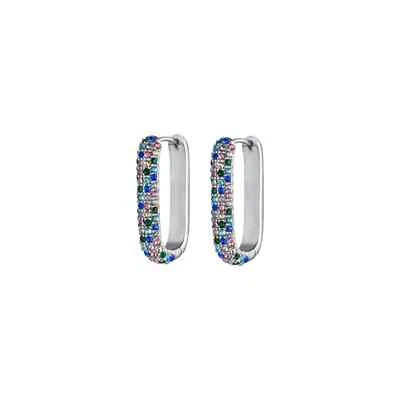 Orecchini Donna Luca Barra Cerchi Ovali Con Pietre Multicolore OK1247 - Immagine 1 di 3