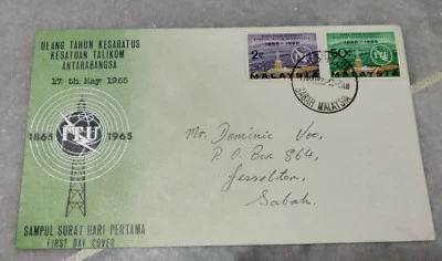 Malaysia 1965 ITU 100 years Talikom International Telecom Union 2v stamps FDC - Image 1 of 4