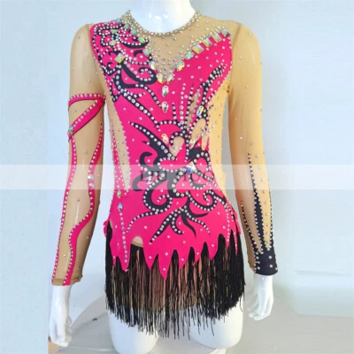 Women Girl Costume Rhythmic Gymnastics Leotard Teens Kids Competition Multicolor - Image 1 of 4