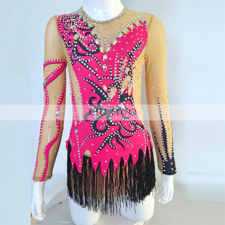 Women Girl Costume Rhythmic Gymnastics Leotard Teens Kids Competition Multicolor - Image 1 of 4