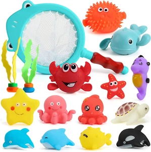 16PCS Bath Toys, Baby Kids Floating Animal Toys Pool Toy Set Fishing Net Clockwo - Picture 1 of 6