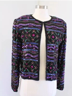 NWT Vtg Adrianna Papell Silk Beaded Sequin Evening Formal Party Jacket Size M - Image 1 of 4