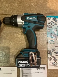 Makita DHP458RTJ 18V Cordless Combi Impact Drill with 1x 5.0Ah Battery, - Picture 1 of 7