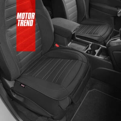 Funda de asiento delantera de cuero sintético Motor Trend para coches - Juego de 2 coches delanteros negros... Foto 1 de 4