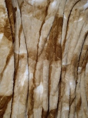 Dennis Basso Home Luxury Faux Fur Throw Blanket graphic Print Beige Tan Brown  - Image 1 of 4