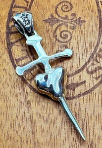 BWL BILL WALL Robert Lee Morris RLM 1980s CROSS THRU HEART STER SILVER w/pouch - Picture 1 of 11