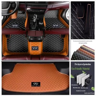 Mats For Infiniti All Cars Floor Mats Anti-slip Trunk Carpets Liners PU Leather Foto 1 de 4