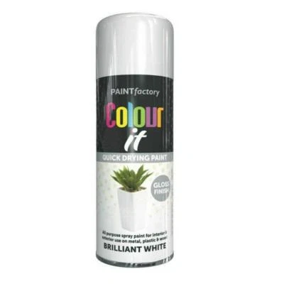 Brilliant White Aerosol Spray Paint All-Purpose Gloss Wood Metal Spray 250ml - Image 1 of 2