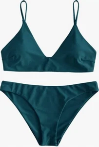 ZAFUL Damen Einfarbig Spaghettiträger Bralette Bikini Set Zweiteiler Badeanzug - Bild 1 von 4