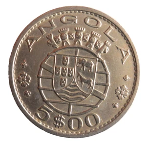 1972 ANGOLA 5 ESCUDOS - Exotic Colonial Coin - FREE SHIP - Angola Bin 999 - Picture 1 of 2