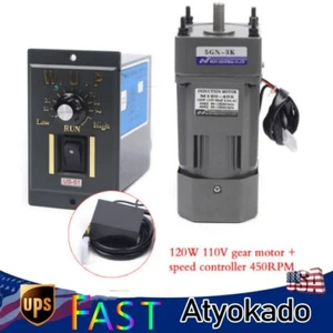Motoriduttore AC 110V Alta Coppia Elettrico 450RPM Reversibile Riduzione Velocità Motore - Foto 1 di 16