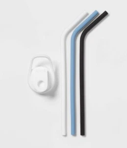 Room Essential Tracker Chug White Lid and 3 Silicone Straws White, Black, Blue - Picture 1 of 2
