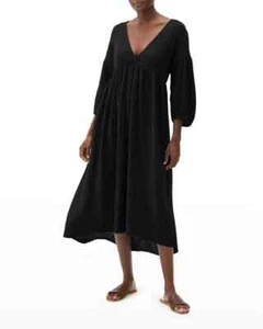 Michael Stars Women's Black Isabella Empire Waist Midi Gauze Dress Sz 2X READ - Picture 1 of 2