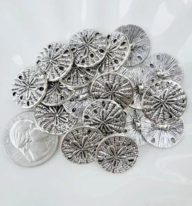 20PC Antiqued Silver Flower Scrapbooking Metal Sewing Buttons with Shank 19x18mm - Picture 1 of 3