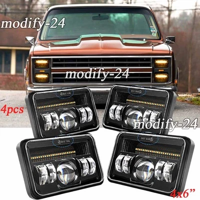 Faros LED H4 4x6" 4 piezas aptos para camioneta Chevy C10 estándar personalizada 1980-1986 Foto 1 de 4