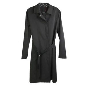 Gabardina Weekend Max Mara para mujer talla 10 negra elástica cremallera completa cuello cinturón - Imagen 1 de 7