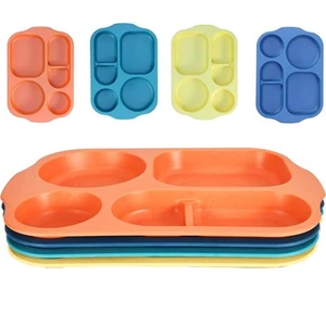 Unbreakable Divided Plates for Adults,4 Pack 14 Inch Reusable Portion Control... - Picture 1 of 8