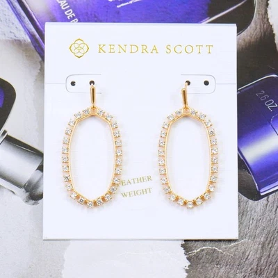 Liquidación!! Pendientes Kendra Scott Elle marco abierto circonita cúbica chapados en oro rosa nuevos con etiquetas Foto 1 de 4