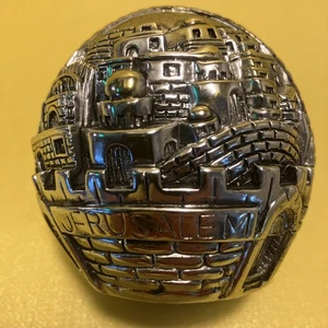 925 Sterling Silver Jerusalem Cityscape Vintage Napkin Holder 2 3/4”Tall - Picture 1 of 7