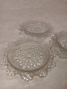 Set Of 3 Masserini Barocco Italy Vtg Glass Trinket Dishes 4.5" Bubble Lace GREAT - Picture 1 of 6