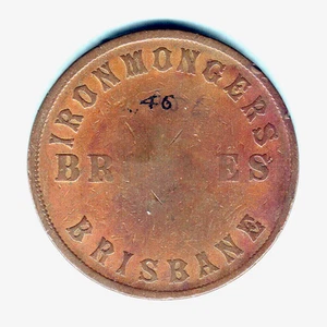 Australia Token. Brookes 1d.. Brisbane Qld.. Fancy Letter Type... aF/F - Imagen 1 de 2