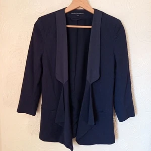 French Connection UK 6 Navy Blue Drape Front Crepe Jacket - Picture 1 of 8