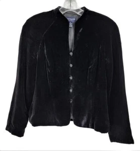 Ann Taylor Black Velvet Blazer Silk Blend Jacket Frog Knot Closure Size 2P - Picture 1 of 4