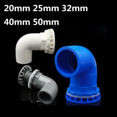 90° Elbow PVC Drain Pipe Joint Fittings 20/25/30/40/50mm for Aquarium Fish Tank